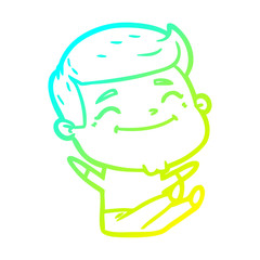 cold gradient line drawing happy cartoon man