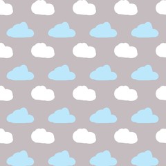 Children's decor, seamless pattern with cute cartoons, simple vector drawing