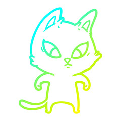 Obraz premium cold gradient line drawing confused cartoon cat
