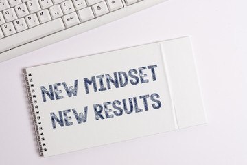 Text sign showing New Mindset New Results. Business photo showcasing obstacles are opportunities to reach achievement