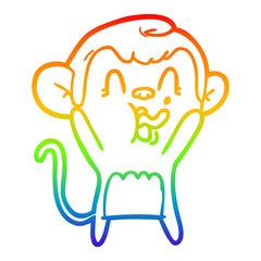 rainbow gradient line drawing crazy cartoon monkey