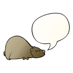 cartoon bear and speech bubble in smooth gradient style