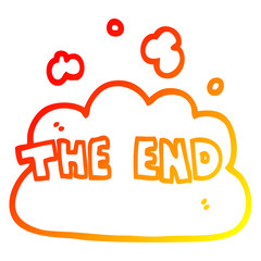 warm gradient line drawing cartoon wording the end
