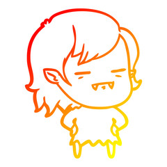warm gradient line drawing cartoon undead vampire girl