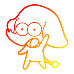 warm gradient line drawing cute cartoon elephant