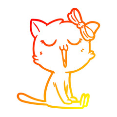 warm gradient line drawing cartoon cat