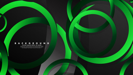Abstract metal vector background with shiny fancy green black circles