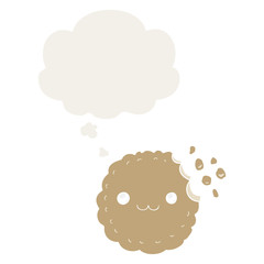 cartoon biscuit and thought bubble in retro style