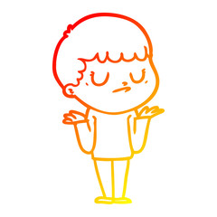 warm gradient line drawing cartoon grumpy boy