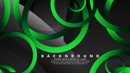 Abstract metal vector background with shiny fancy green black circles