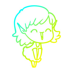 cold gradient line drawing cartoon elf girl