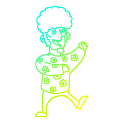 cold gradient line drawing cartoon dancing 70s man