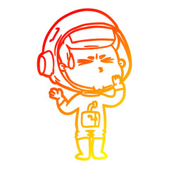 warm gradient line drawing cartoon stressed astronaut