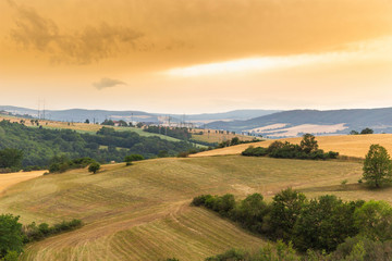 Vibrant Evening Sunset in Czech countryside