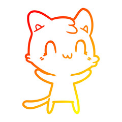 warm gradient line drawing cartoon happy cat
