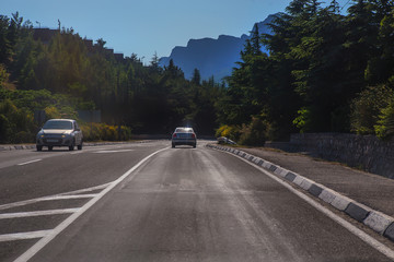 Cars move on the highway