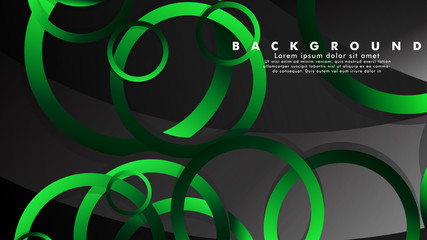 Abstract metal vector background with shiny fancy green black circles