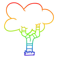 rainbow gradient line drawing cartoon tree