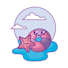 float protection with starfish in the sea kawaii