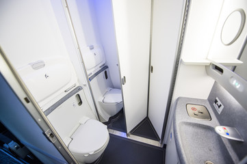 Modern airplane toilet