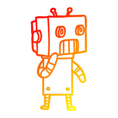 Naklejka premium warm gradient line drawing cartoon robot