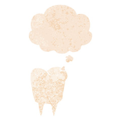 cartoon tooth and thought bubble in retro textured style