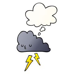 cartoon storm cloud and thought bubble in smooth gradient style