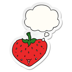 cartoon strawberry and thought bubble as a printed sticker