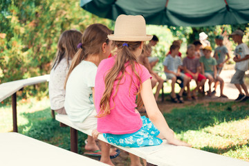 Children's meeting in the summer camp.