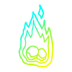 cold gradient line drawing cartoon burning coals