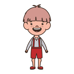 student boy standing smiling on white background