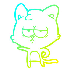 cold gradient line drawing bored cartoon cat