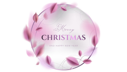 Luxury background with pink silk leaves and ornate decoration