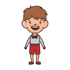 student boy standing smiling on white background