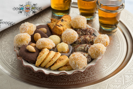 Traditional Moroccan cookies and tea