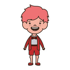 student boy standing smiling on white background