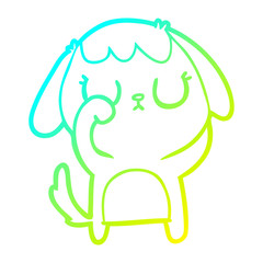cold gradient line drawing cute cartoon dog