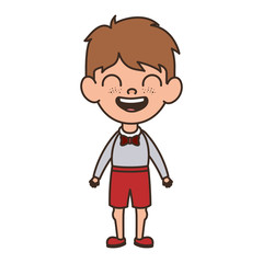 student boy standing smiling on white background