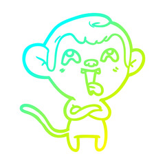 cold gradient line drawing crazy cartoon monkey