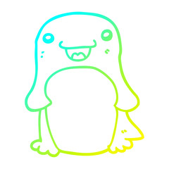 cold gradient line drawing cartoon penguin