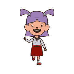 student girl standing smiling on white background