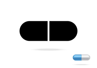 Pill Medicine Capsule Icon on White Background Vector Illustration. Tablets Medical and Health Concept.