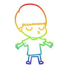 rainbow gradient line drawing cartoon calm boy