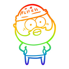 rainbow gradient line drawing cartoon bearded man