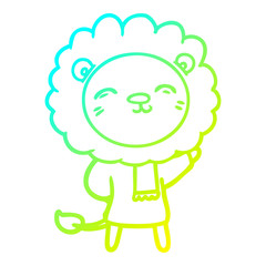 cold gradient line drawing cartoon lion