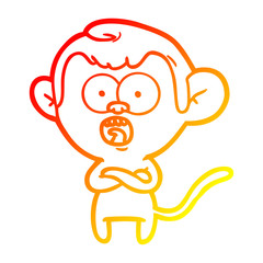 warm gradient line drawing cartoon shocked monkey