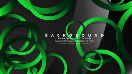 Abstract metal vector background with shiny fancy green black circles