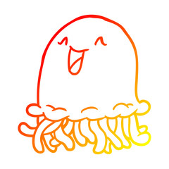 warm gradient line drawing happy jellyfish