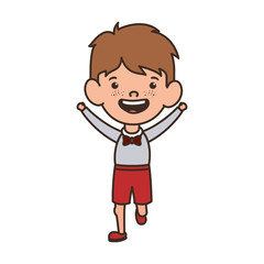 student boy standing smiling on white background