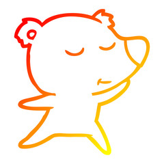 Fototapeta premium warm gradient line drawing happy cartoon polar bear dancing